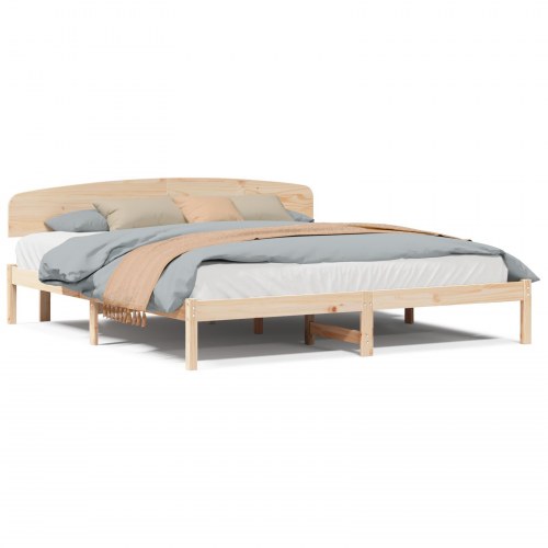 Sengestel med hovedgærde 180 x 200 cm - naturfarvet fyrretræ