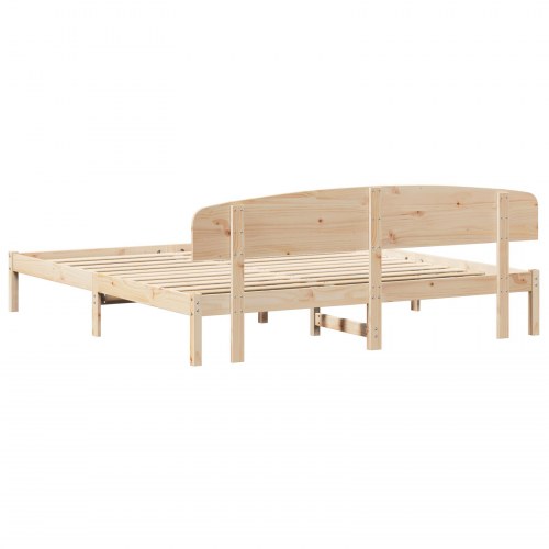 Sengestel med hovedgærde 180 x 200 cm - naturfarvet fyrretræ