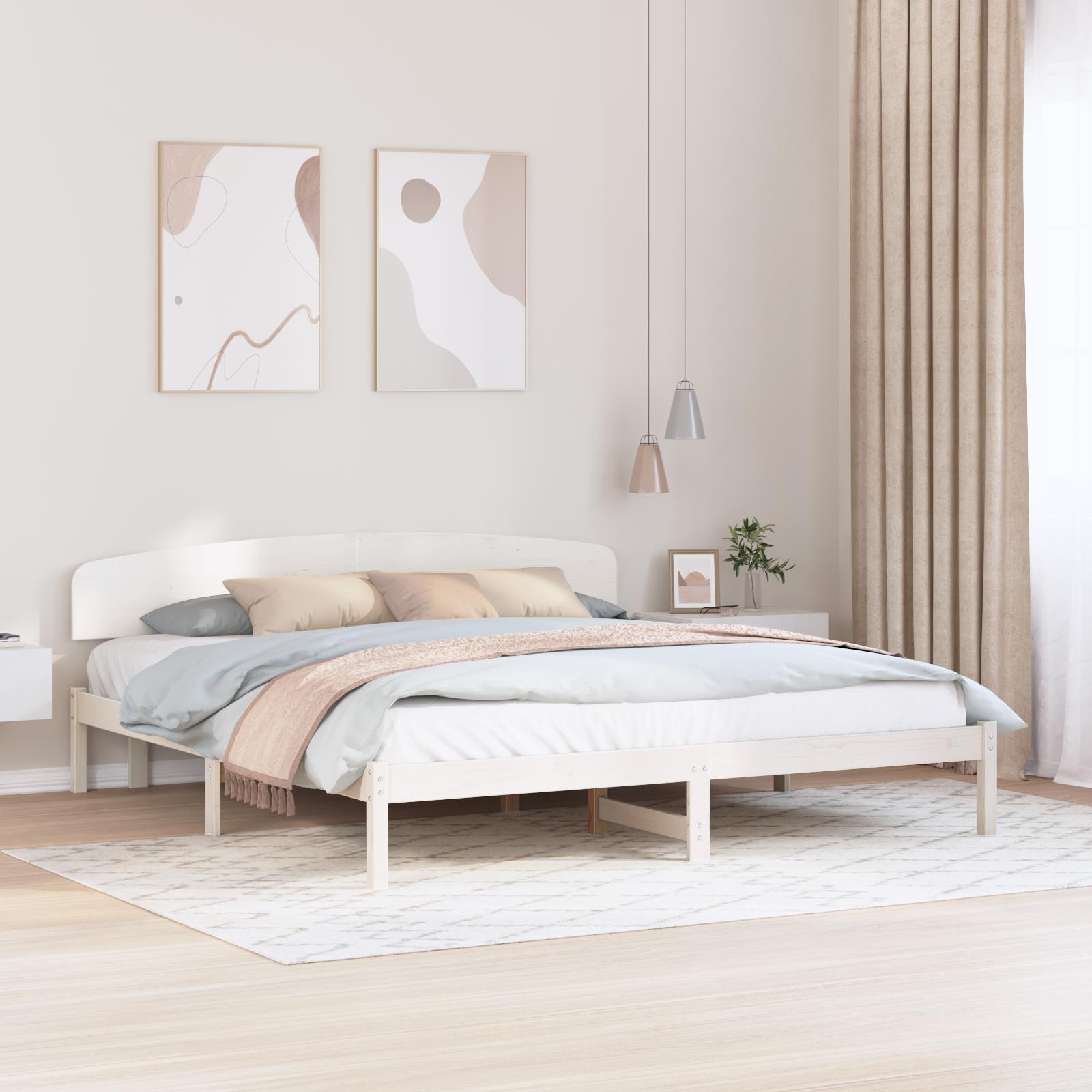 Sengestel med hovedgÃ¦rde Hvid 180 x 200 cm Massivt fyrretrÃ¦