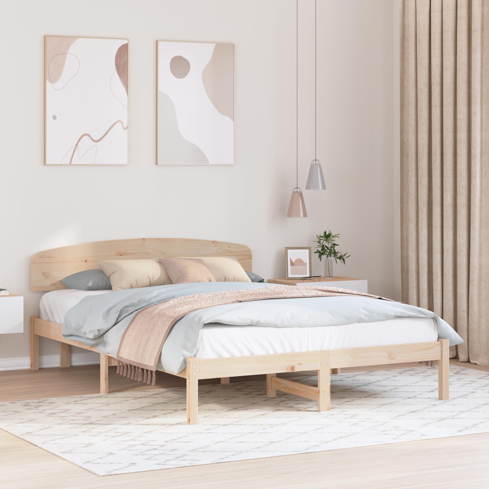 Sengestel med hovedgærde Brun 150 x 200 cm Massivt fyrretræ