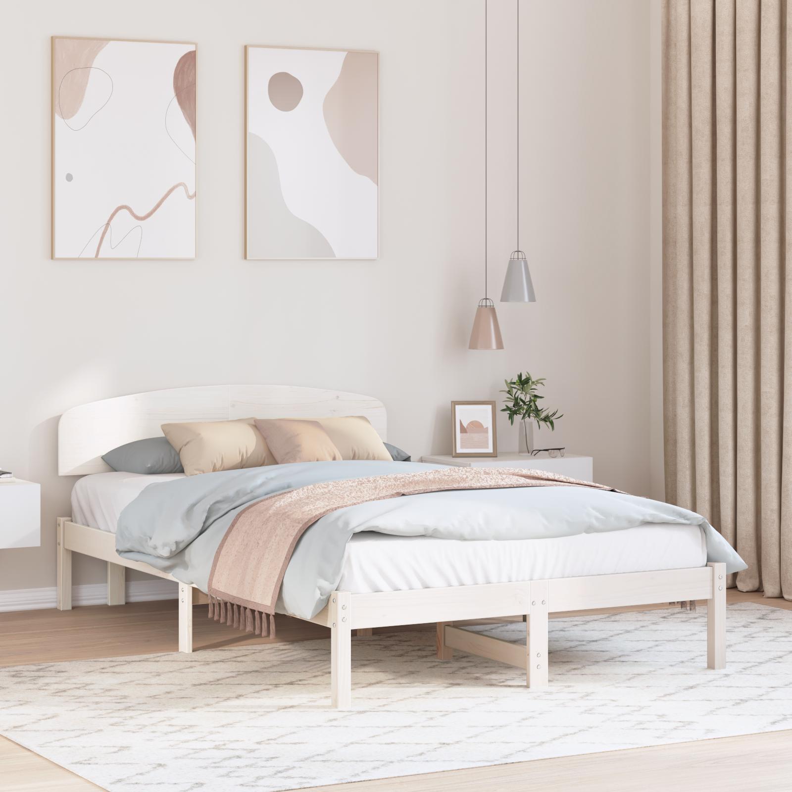 Sengestel med hovedgÃ¦rde Hvid 120 x 200 cm Massivt fyrretrÃ¦