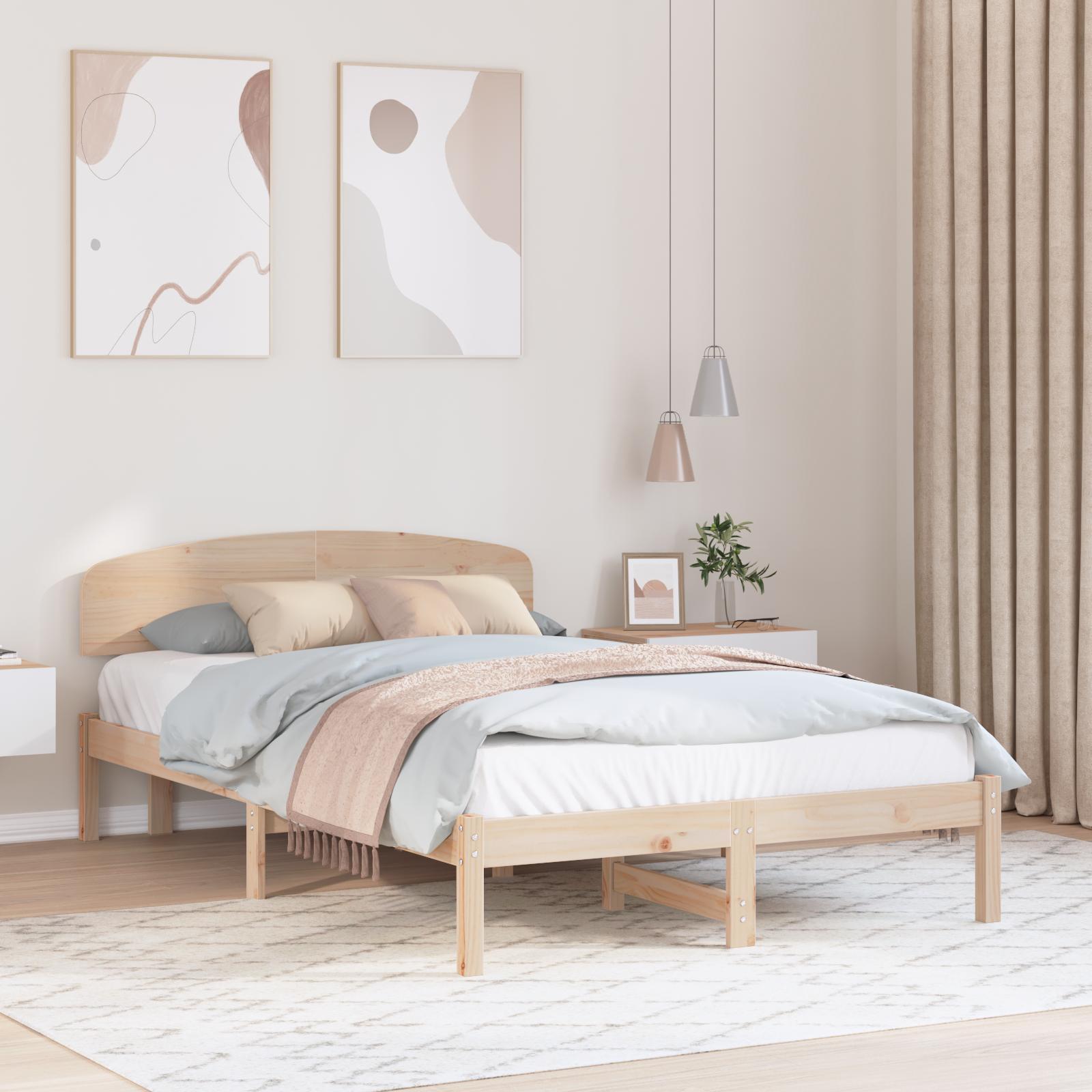 Sengestel med hovedgærde Brun 140 x 190 cm Massivt fyrretræ