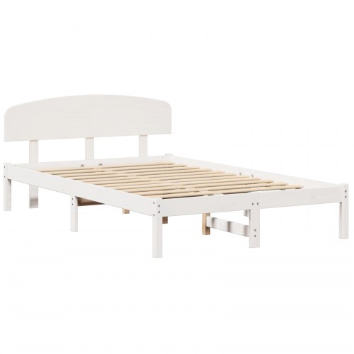 Sengestel med hovedgærde 135 x 190 cm - hvid, massiv fyrretræ