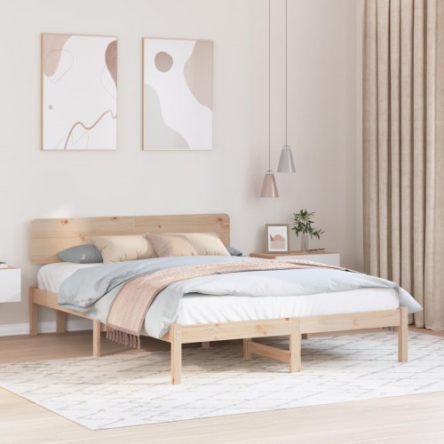 Sengestel 200 x 200 cm i massiv fyrretræ - naturfarvet