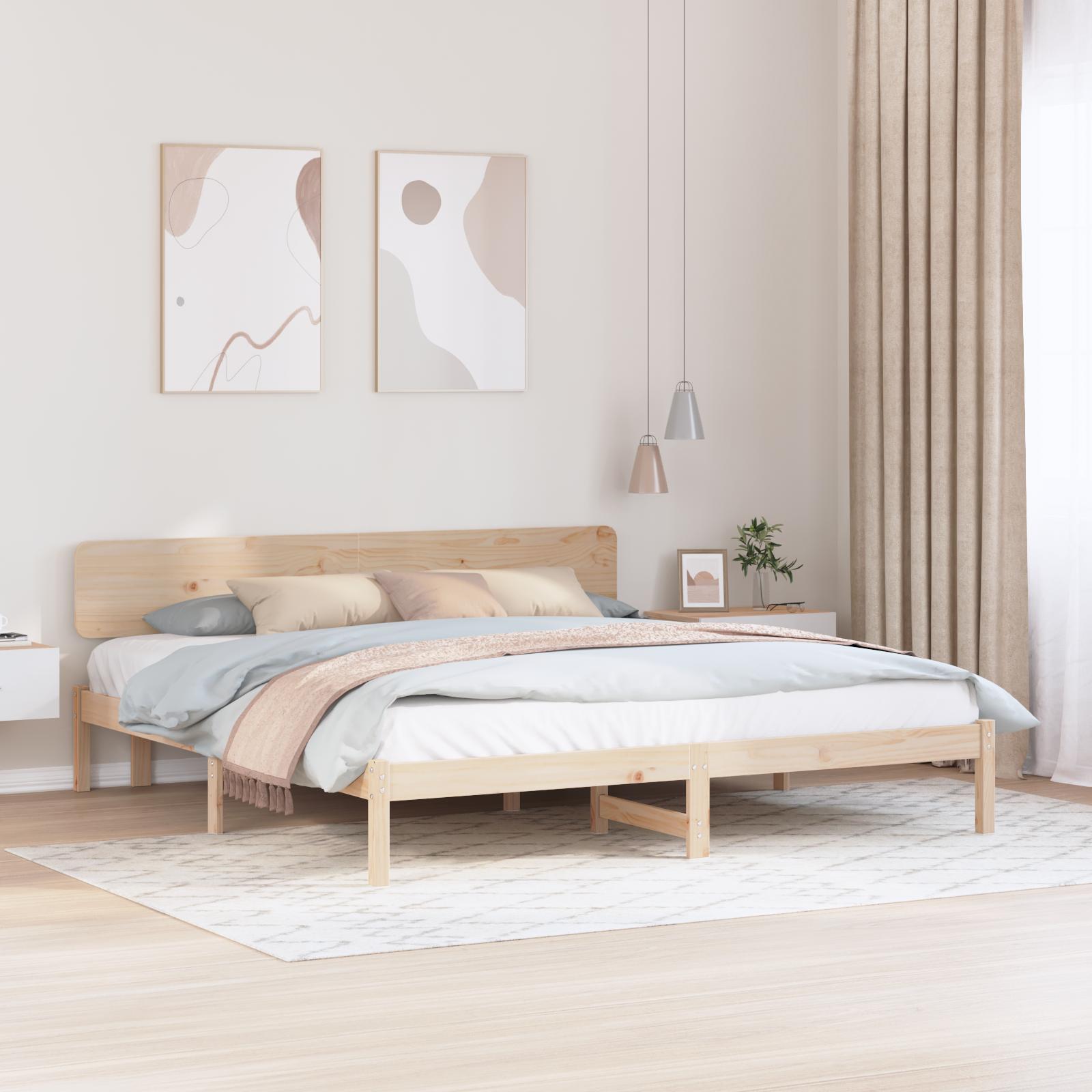 Sengestel med hovedgærde Naturfarvet 180 x 200 cm