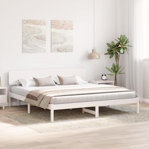 Sengestel med hovedgærde 180 x 200 cm - hvid, massiv fyrretræ