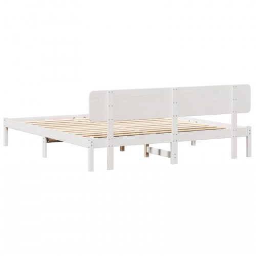 Sengestel med hovedgærde 180 x 200 cm - hvid, massiv fyrretræ