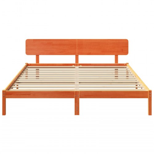 Sengestel med hovedgærde 180 x 200 cm - voksbrun massivt fyrretræ