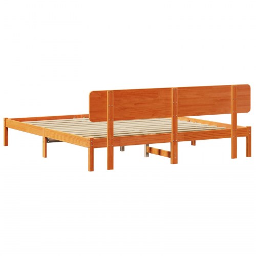 Sengestel med hovedgærde 180 x 200 cm - voksbrun massivt fyrretræ