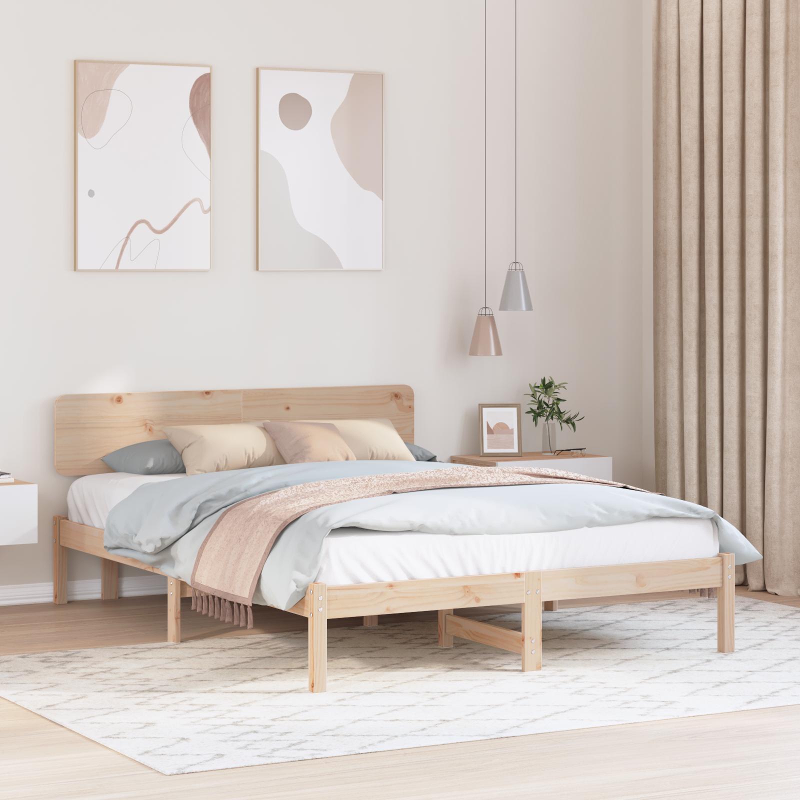 Sengestel med hovedgærde Naturfarvet 150 x 200 cm