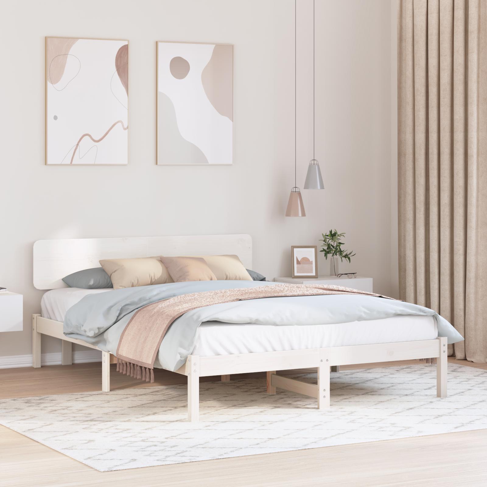 Sengestel med hovedgÃ¦rde Hvid 140 x 200 cm