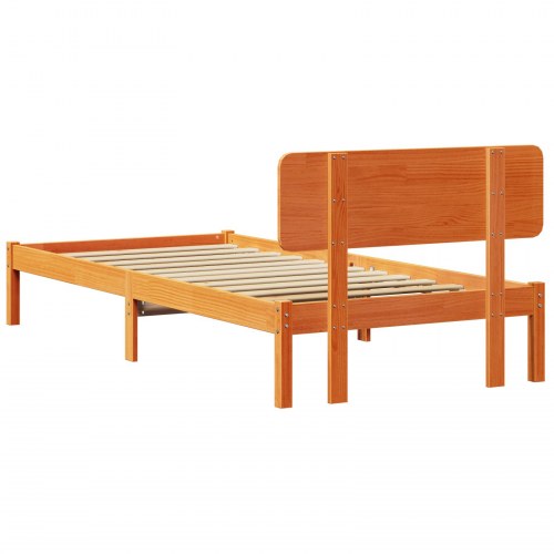 Sengestel med hovedgærde - voksbrun 80 x 200 cm