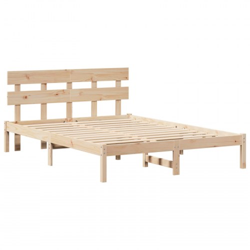 Sengestel med hovedgærde brun 160 x 200 cm i massivt fyrretræ