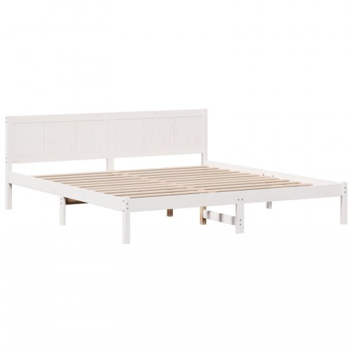 Sengestel med hovedgavl 200 x 200 cm i massivt fyrretræ - hvid