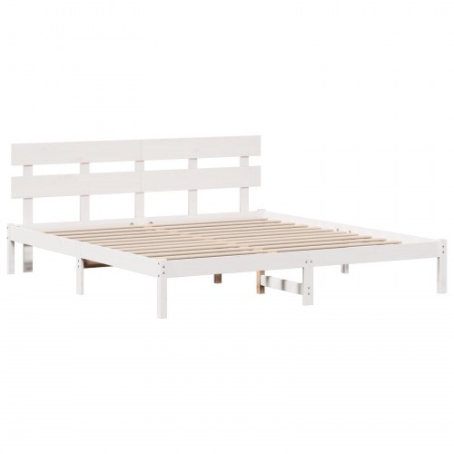 Sengestel med hovedgavl hvid 180 x 200 cm i massivt fyrretræ
