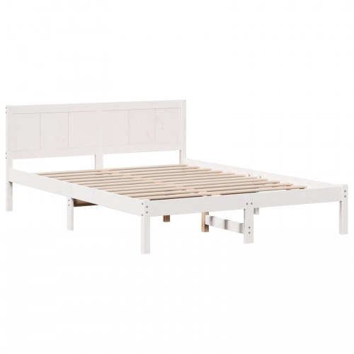 Sengestel med hovedgavl i massivt fyrretræ 150 x 200 cm - hvid
