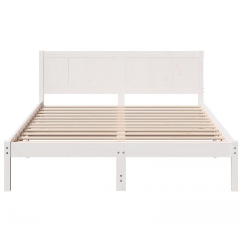Sengestel med hovedgavl i massivt fyrretræ 150 x 200 cm - hvid