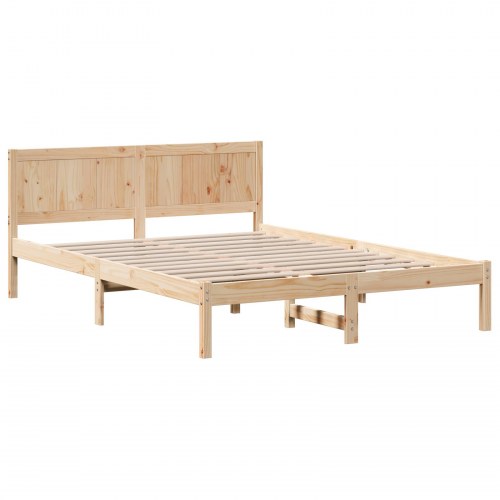 Sengestel med hovedgavl brun 140 x 200 cm massivt fyrretræ