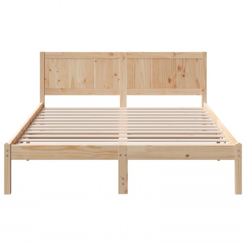 Sengestel med hovedgavl brun 140 x 200 cm massivt fyrretræ