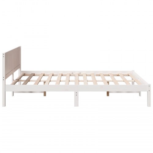 Sengestel med hovedgavl i massivt fyrretræ - hvid 140 x 200 cm