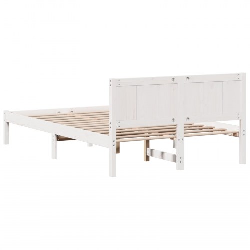 Sengestel med hovedgavl hvid 120 x 200 cm massivt fyrretræ