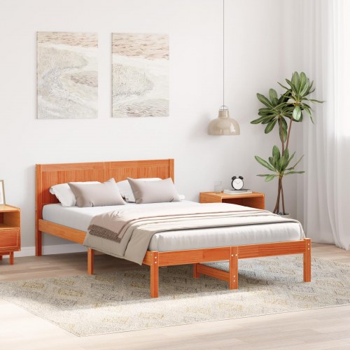 Sengestel med hovedgavl i massivt fyrretræ 120 x 200 cm - brun