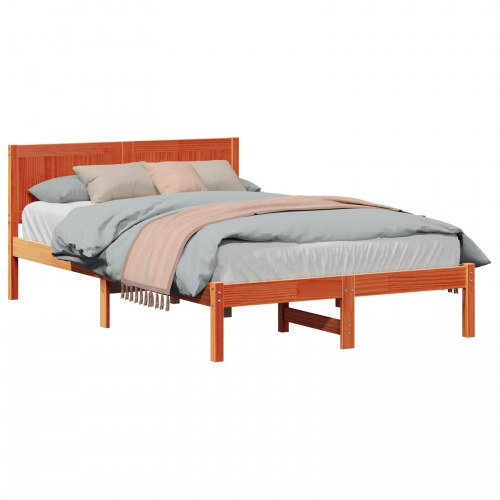 Sengestel med hovedgavl 140 x 190 cm i massivt fyrretræ - brun