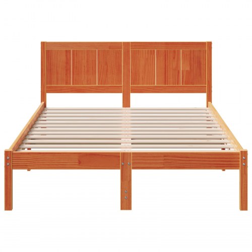 Sengestel med hovedgavl 140 x 190 cm i massivt fyrretræ - brun