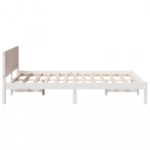 Sengestel med hovedgavl hvid 120 x 190 cm massivt fyrretræ
