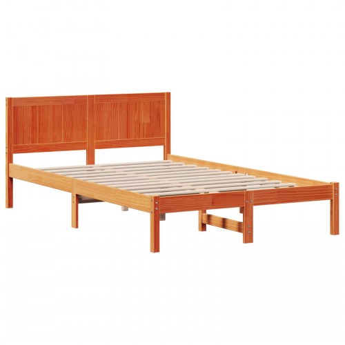Sengestel med hovedgavl i massivt fyrretræ - brun 120 x 190 cm