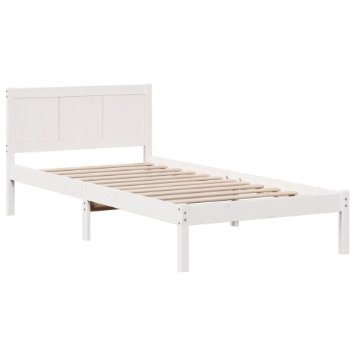 Sengestel med hovedgavl i massivt fyrretræ - hvid, 90 x 200 cm