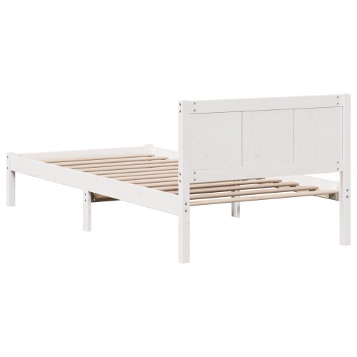 Sengestel med hovedgavl i massivt fyrretræ - hvid, 90 x 200 cm