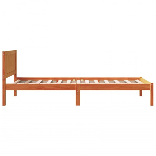 Sengestel med hovedgavl 90 x 200 cm i massivt fyrretræ - brun