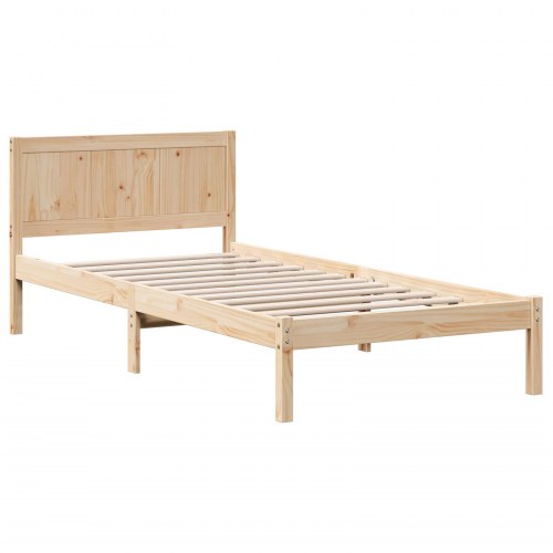 Sengestel med hovedgavl brun 90 x 190 cm massivt fyrretræ