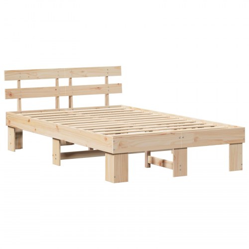 Sengestel med hovedgærde i massiv fyrretræ - naturfarvet 120 x 190 cm