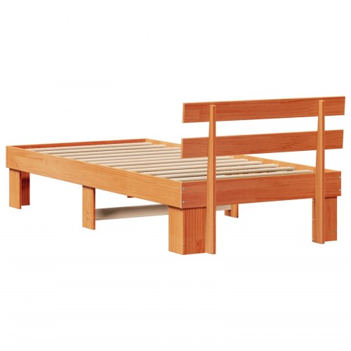 Sengestel med hovedgærde - voks brun 80 x 200 cm, massiv fyrretræ