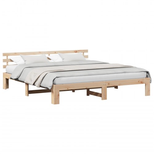 Sengestel 200 x 200 cm i massiv fyrretræ - naturfarvet