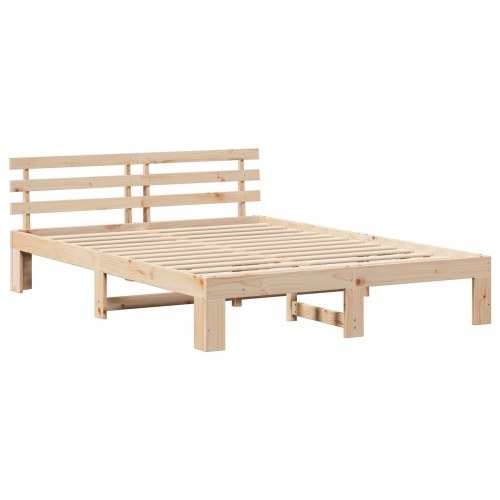Sengestel med hovedgærde i massiv fyrretræ 150 x 200 cm - naturfarvet