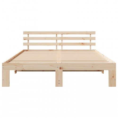 Sengestel med hovedgærde i massiv fyrretræ 150 x 200 cm - naturfarvet