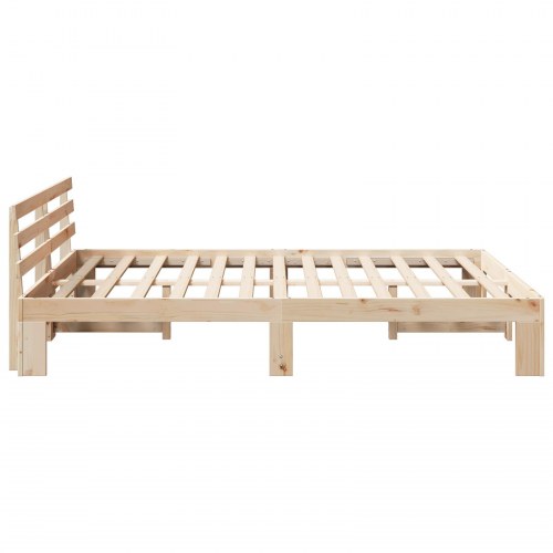 Sengestel med hovedgærde i massiv fyrretræ 150 x 200 cm - naturfarvet