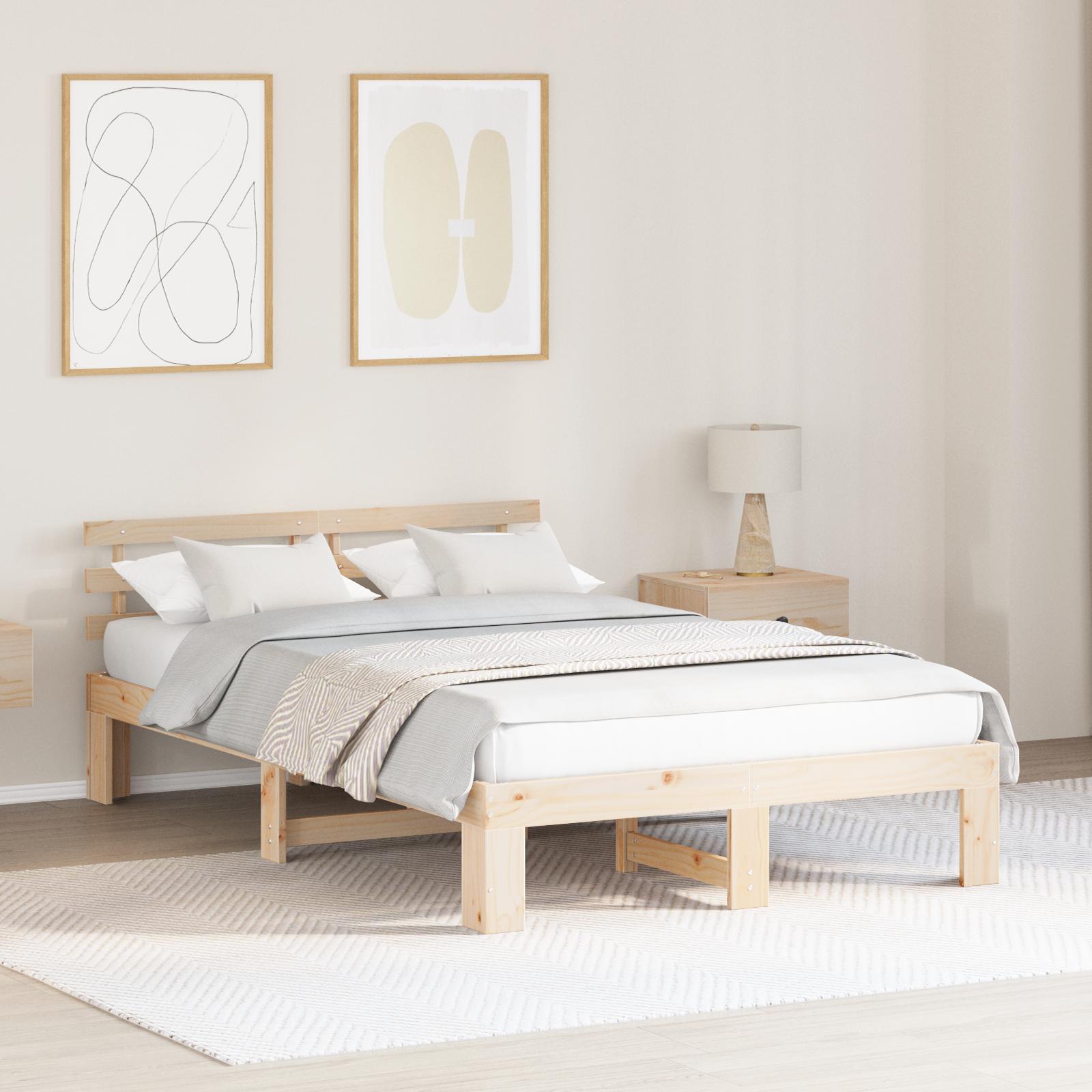 Sengestel med hovedgærde Brun 120 x 190 cm Massivt fyrretræ