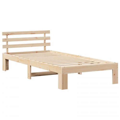 Sengestel med hovedgærde 90 x 200 cm - naturfarvet fyrretræ