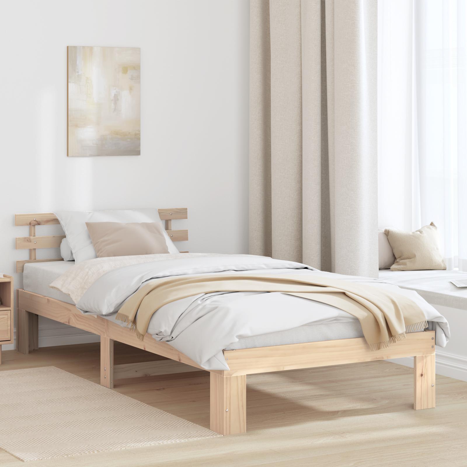 Sengestel med hovedgærde Brun 90 x 190 cm Massivt fyrretræ
