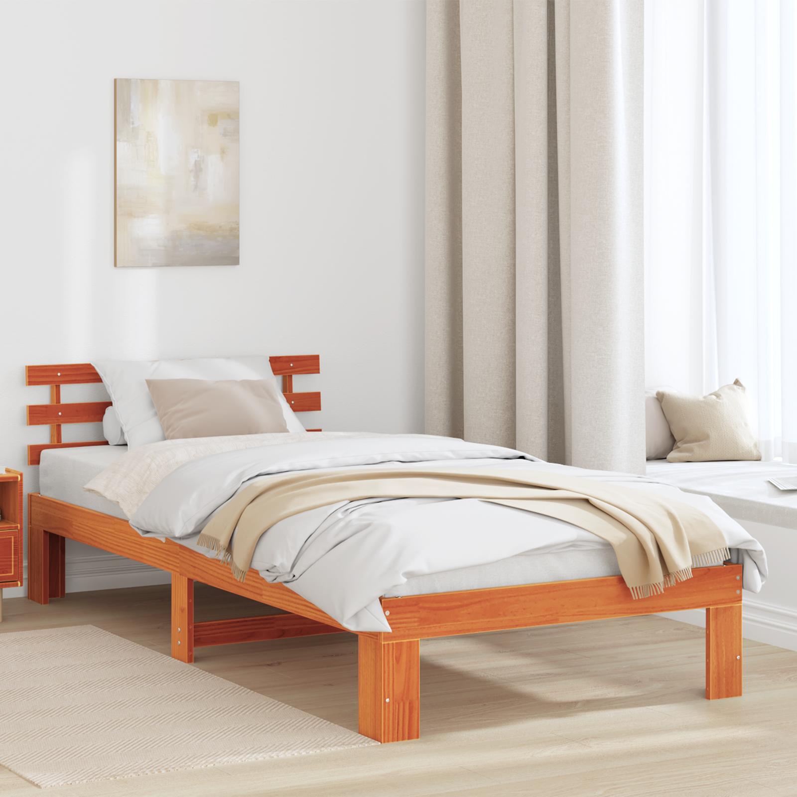 Sengestel med hovedgærde Brun 90 x 190 cm Massivt fyrretræ
