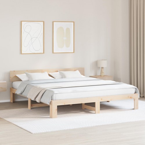 Sengestel i massiv fyrretræ 200 x 200 cm - naturfarvet