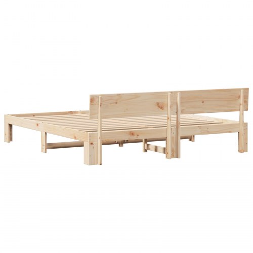 Sengestel naturfarvet 180 x 200 cm - massiv fyrretræ med hovedgærde