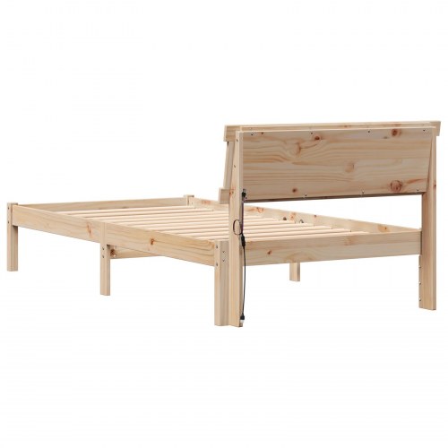 Sengestel med hovedgærde - brun 80 x 200 cm i massivt fyrretræ