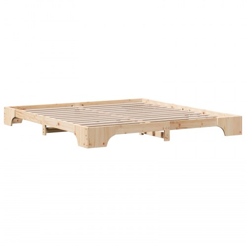 Sengestel i massiv fyrretræ 200 x 200 cm - naturfarvet