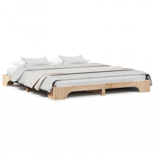 Sengestel i massiv fyrretræ 200 x 200 cm - naturfarvet