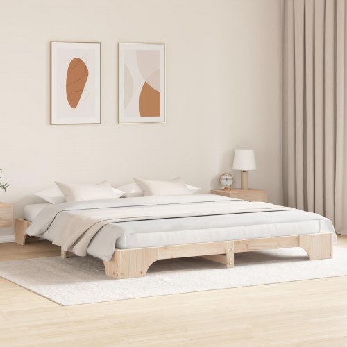 Sengestel i massiv fyrretræ 200 x 200 cm - naturfarvet